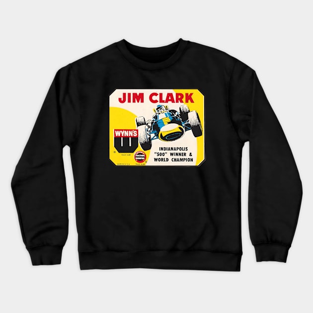 Jim Clark Indy 500 & F1 Auto Racing Champion Car 1960s Decal Crewneck Sweatshirt by Desert Owl Designs